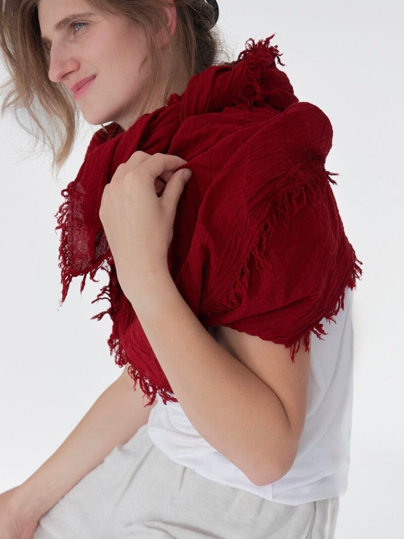 CHUSTA BURGUNDOWA | 100 % BAWEŁNA | Burgundowy Tulipan