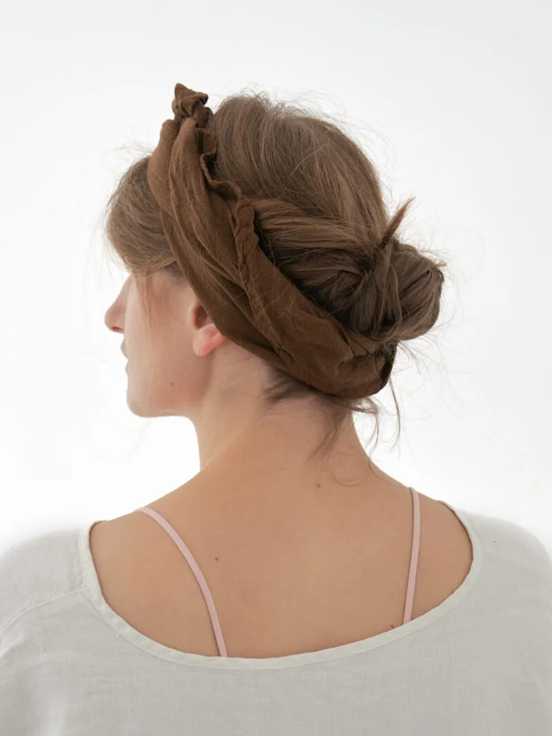 Bandana na głowe brązowa błękitna na głowę, bandana damska, bandana męska, bawełniana bandana, akcesoria modowe, chustka, apaszka, owijam w bawełne