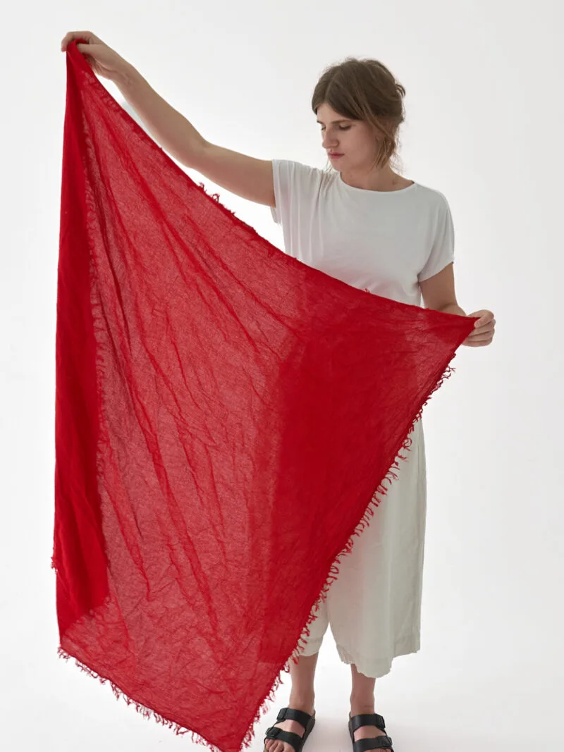 Czerwona chusta do noszenia, duża chusta damska i męska. Bawełna organiczna, akcesoria, prezent, odzież. Owijam w bawełna