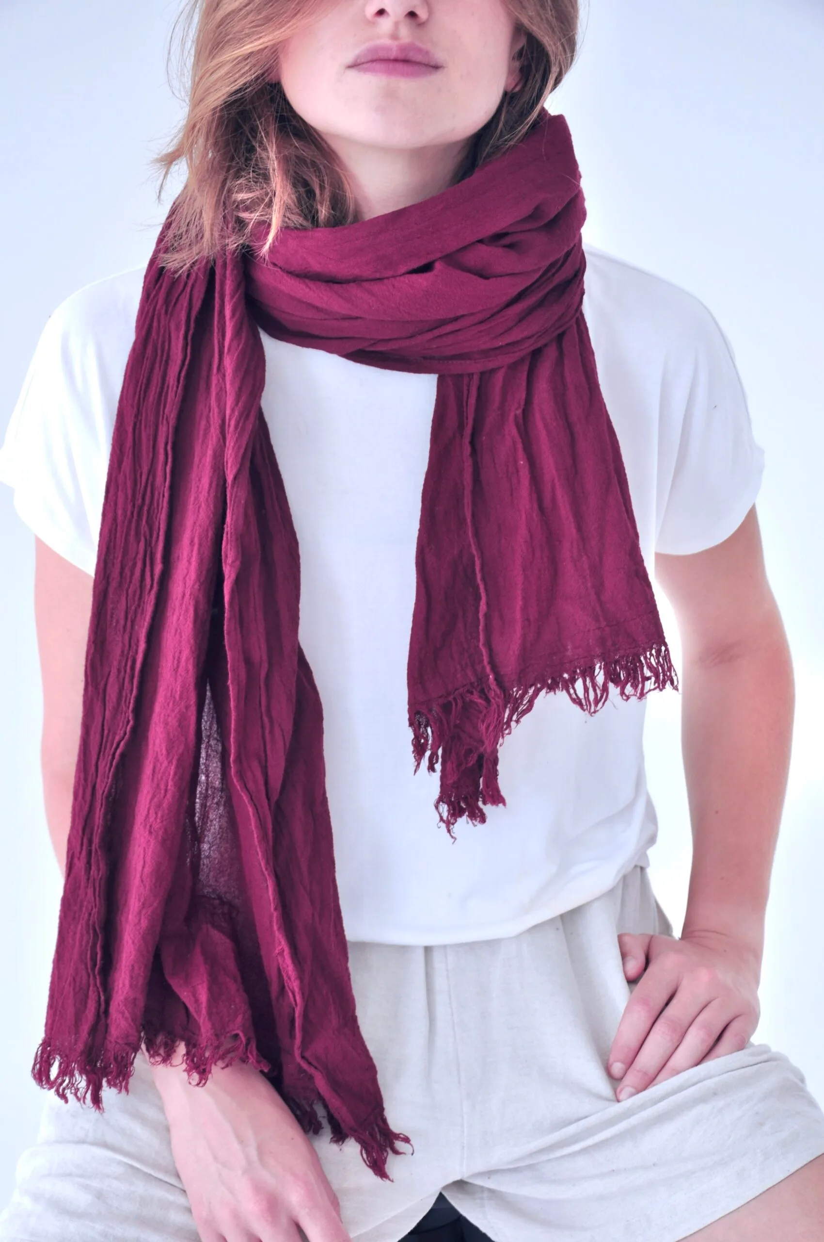 SZAL OBERŻYNA | 100 % BAWEŁNA | Czerwonawy Ametyst - obrazek 2