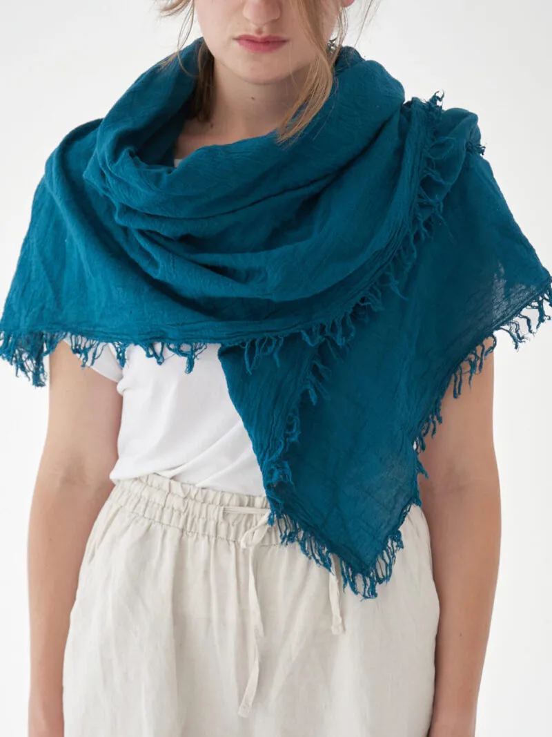 chusta niebieska petrol na głowę, damska i męska. Bawełna organiczna, akcesoria, prezent, odzież. Owijam w bawełnę