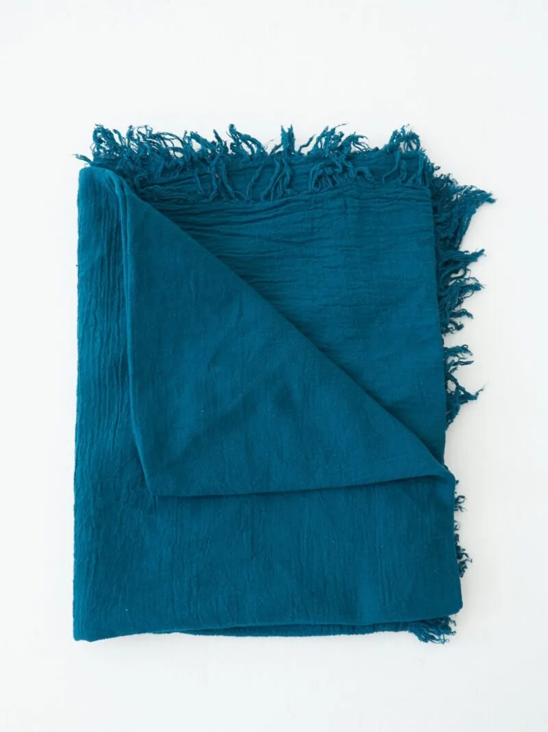 chusta niebieska petrol na głowę, damska i męska. Bawełna organiczna, akcesoria, prezent, odzież. Owijam w bawełnę