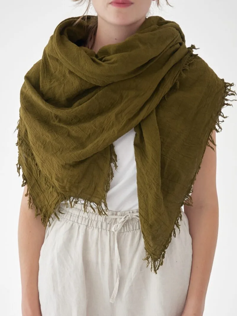 oliwka zielona chusta na głowę, damska i męska. Bawełna organiczna, akcesoria, prezent, odzież. Owijam w bawełnę