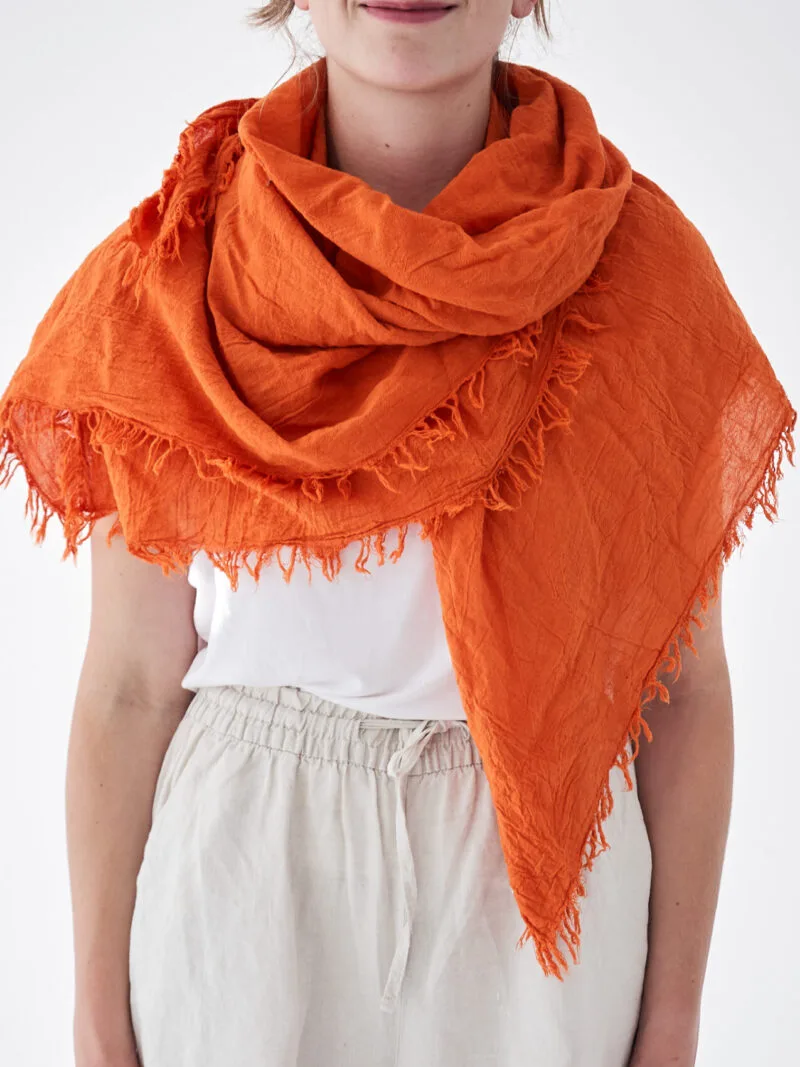 Pomarańczowa chusta na głowę, damska i męska. Bawełna organiczna, akcesoria, prezent, odzież. Owijam w bawełnę