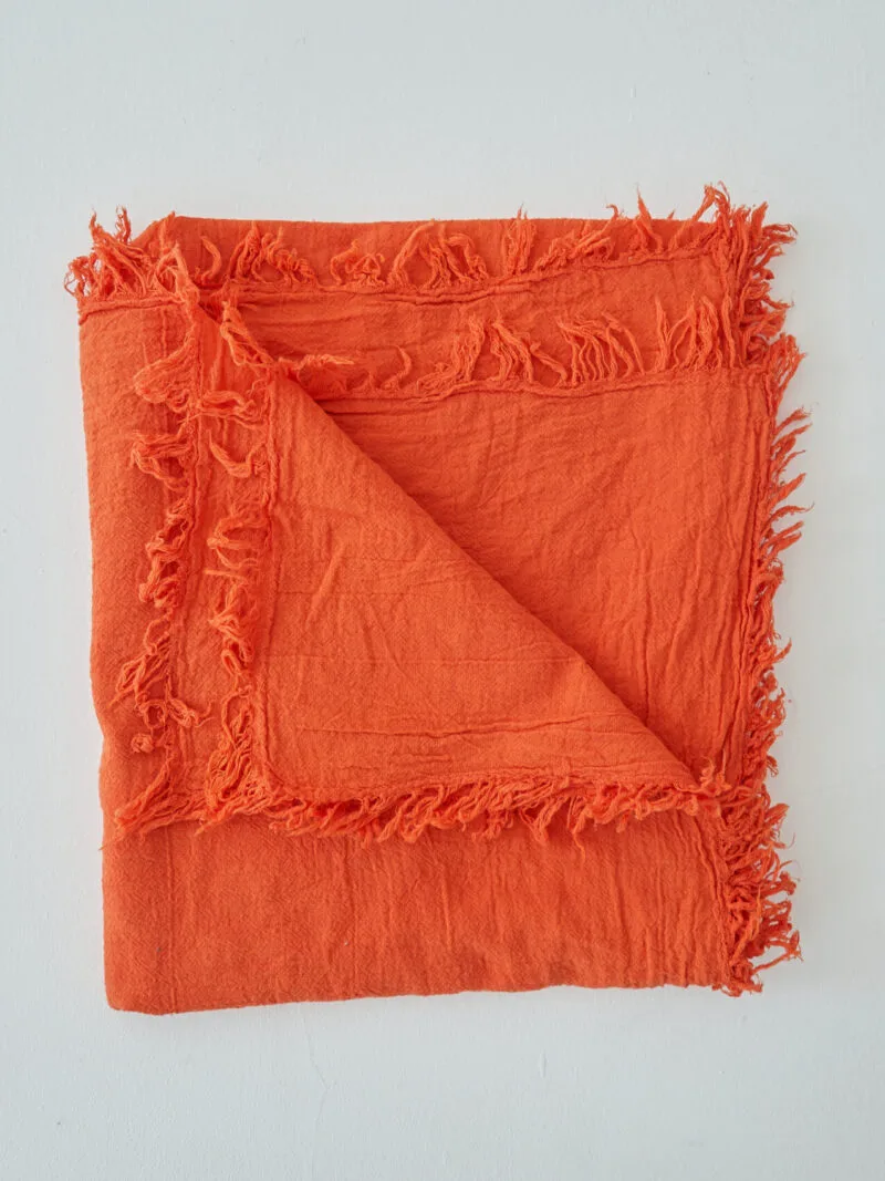 Pomarańczowa chusta na głowę, damska i męska. Bawełna organiczna, akcesoria, prezent, odzież. Owijam w bawełnę