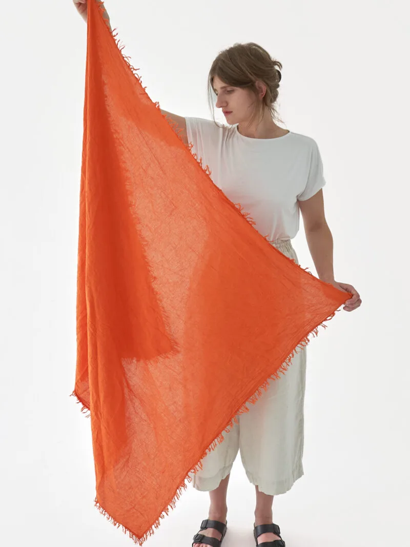 Pomarańczowa chusta na głowę, damska i męska. Bawełna organiczna, akcesoria, prezent, odzież. Owijam w bawełnę