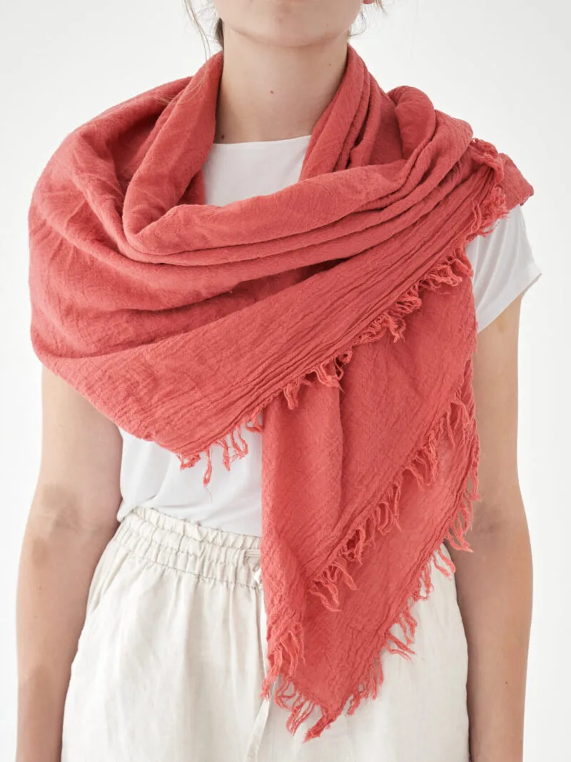 różowa koralowa chusta na głowę, chusta damska i męska. Bawełna organiczna, akcesoria, prezent, odzież. Owijam w bawełnę