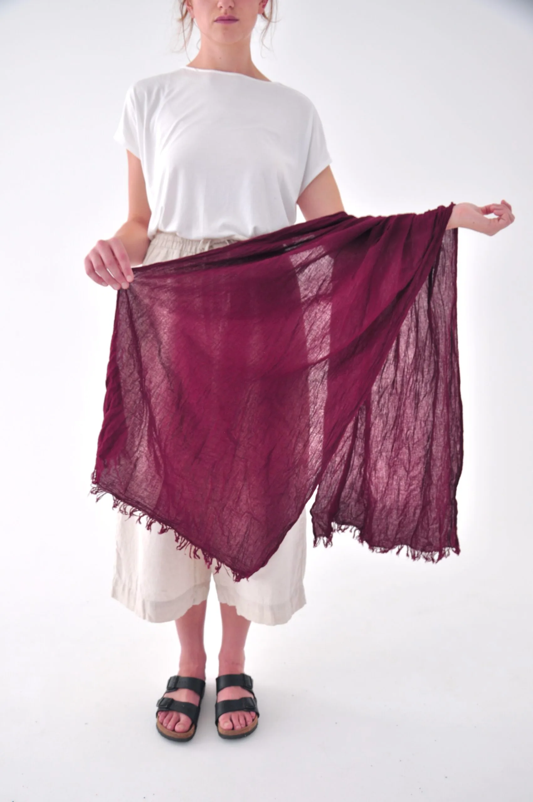 SZAL OBERŻYNA | 100 % BAWEŁNA | Czerwonawy Ametyst - obrazek 5