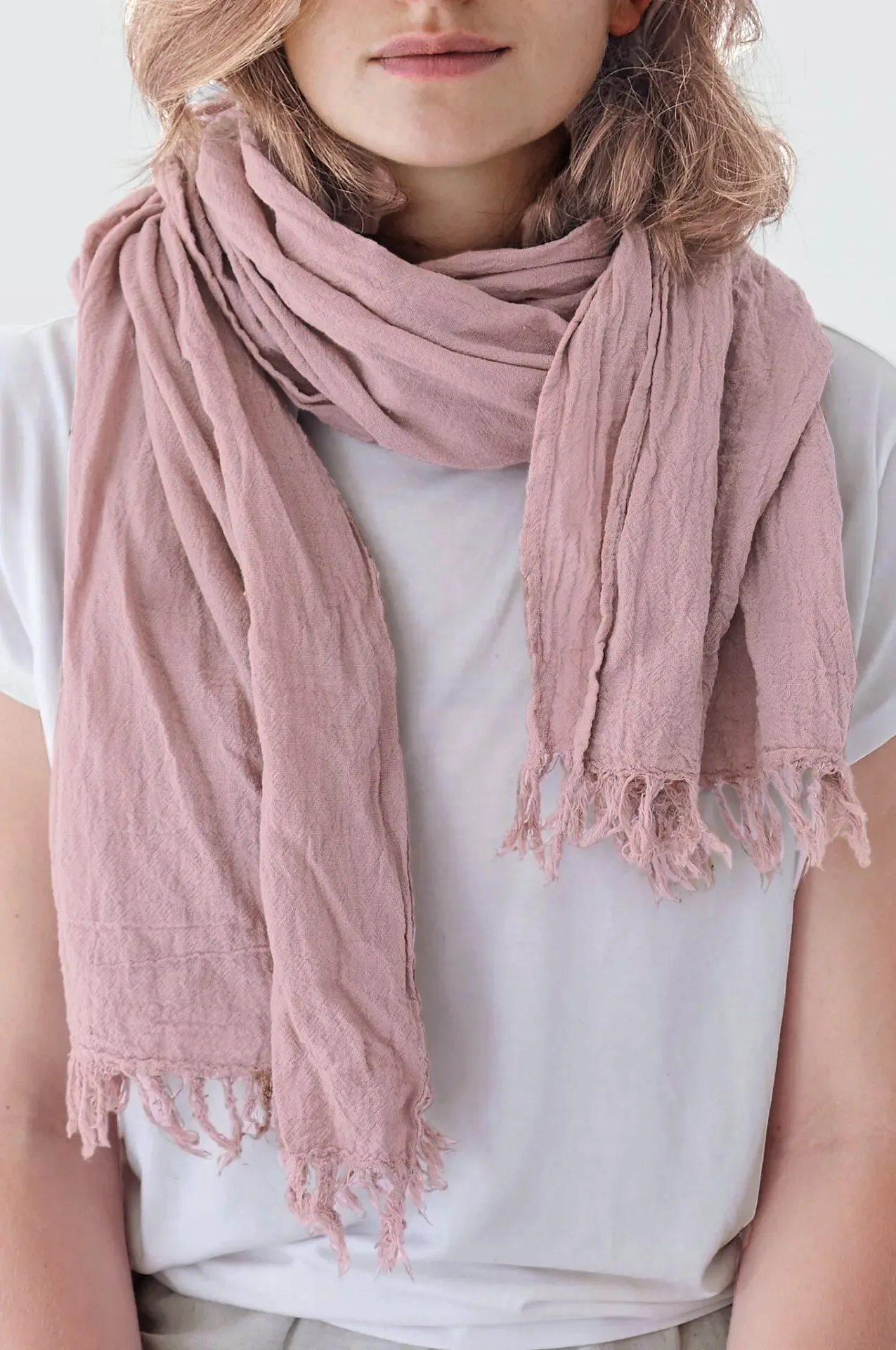 SZAL RÓŻOWY | 100 % BAWEŁNA | Róż Pudrowy - obrazek 2