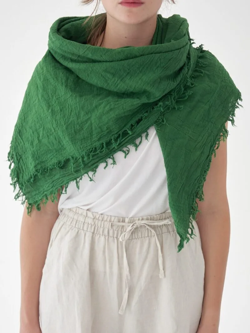 Zielona chusta na głowę, damska i męska. Bawełna organiczna, akcesoria, prezent, odzież. Owijam w bawełnę