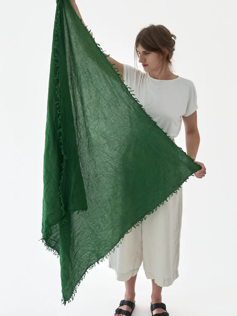 Zielona chusta na głowę, damska i męska. Bawełna organiczna, akcesoria, prezent, odzież. Owijam w bawełnę