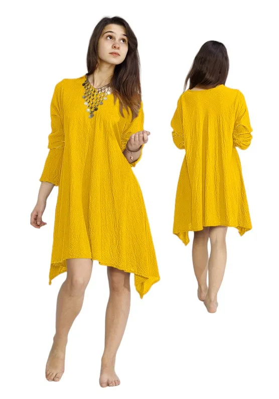 Bawełniana Bluza oversize damska długi rękaw żółta owijamwbawelne.pl