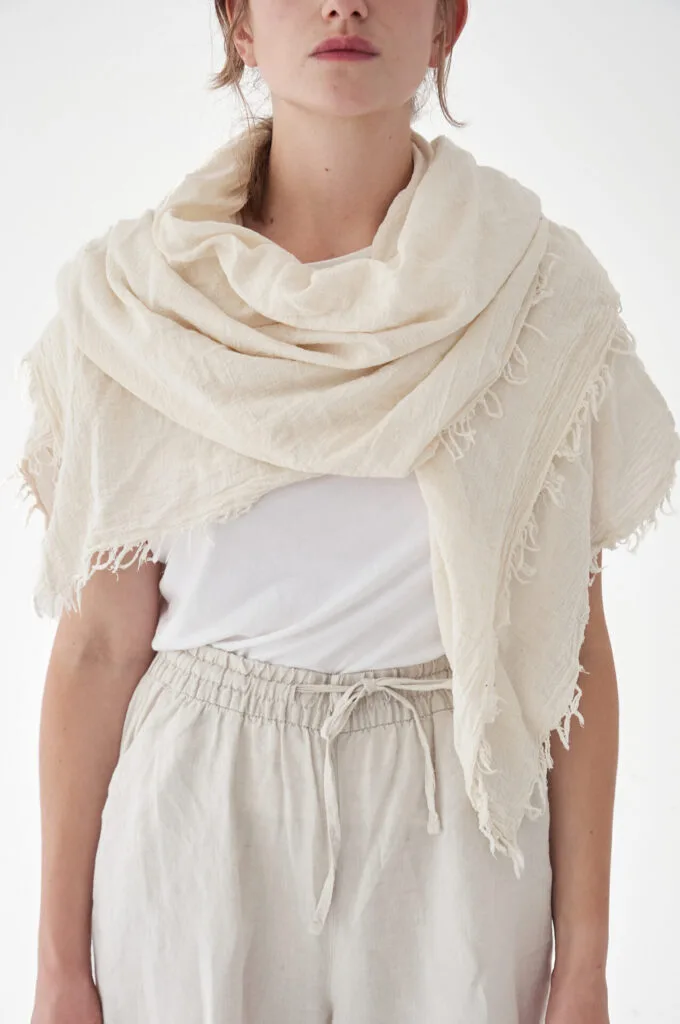 Biała chusta na głowę, damska i męska. Bawełna organiczna, akcesoria, prezent, odzież. Owijam w bawełnę