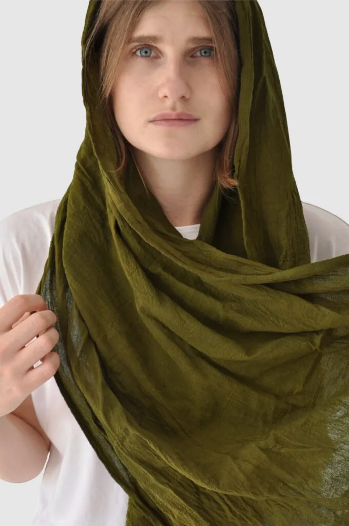SZAL OLIWKOWY | 100 % BAWEŁNA | Zielona Oliwka