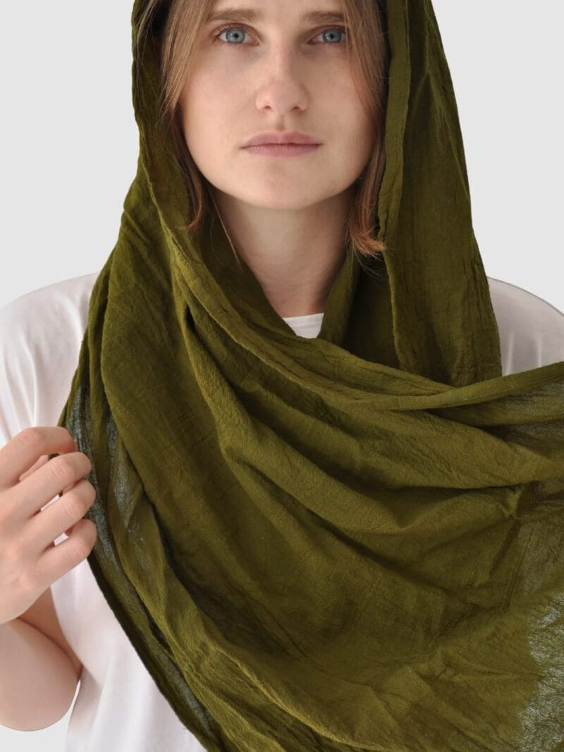 SZAL OLIWKOWY | 100 % BAWEŁNA | Zielona Oliwka