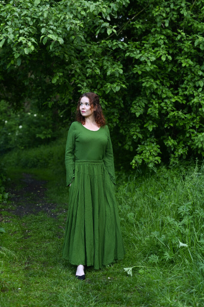 spódnica z pełnego koła, plisowana, bawełna organiczna