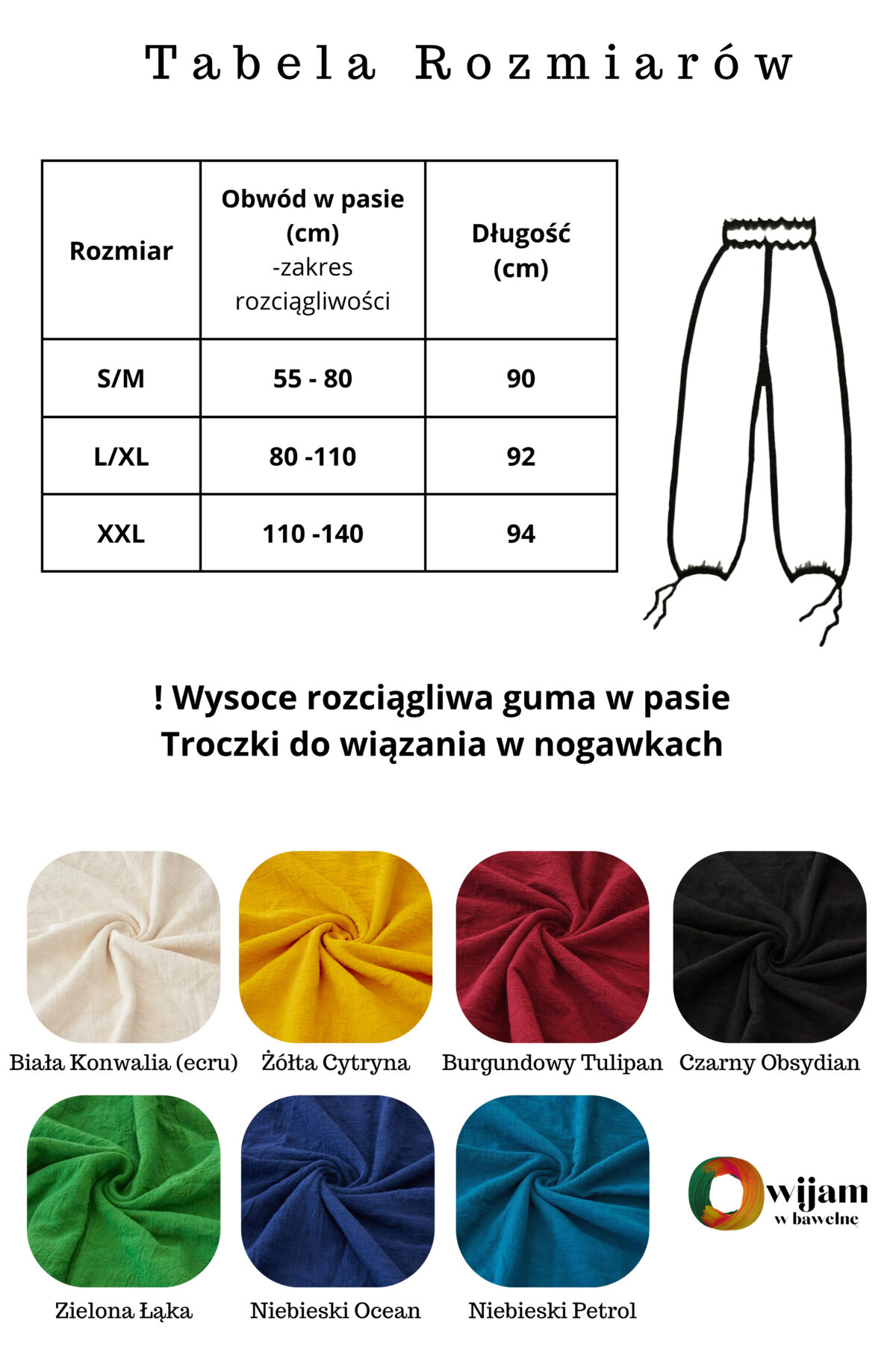 bawełniane spodnie na gumie | TROCZKI - obrazek 2