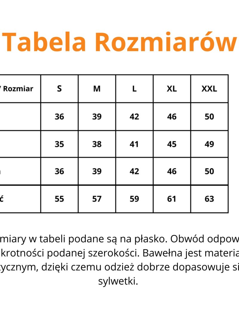 tabela rozmiarow bluka szeroki rękaw