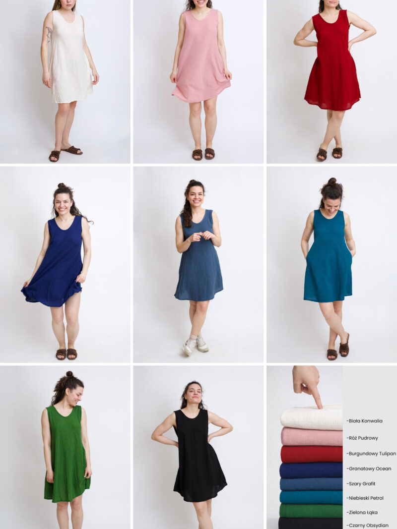 bawełniana sukienka mini - paleta kolorów