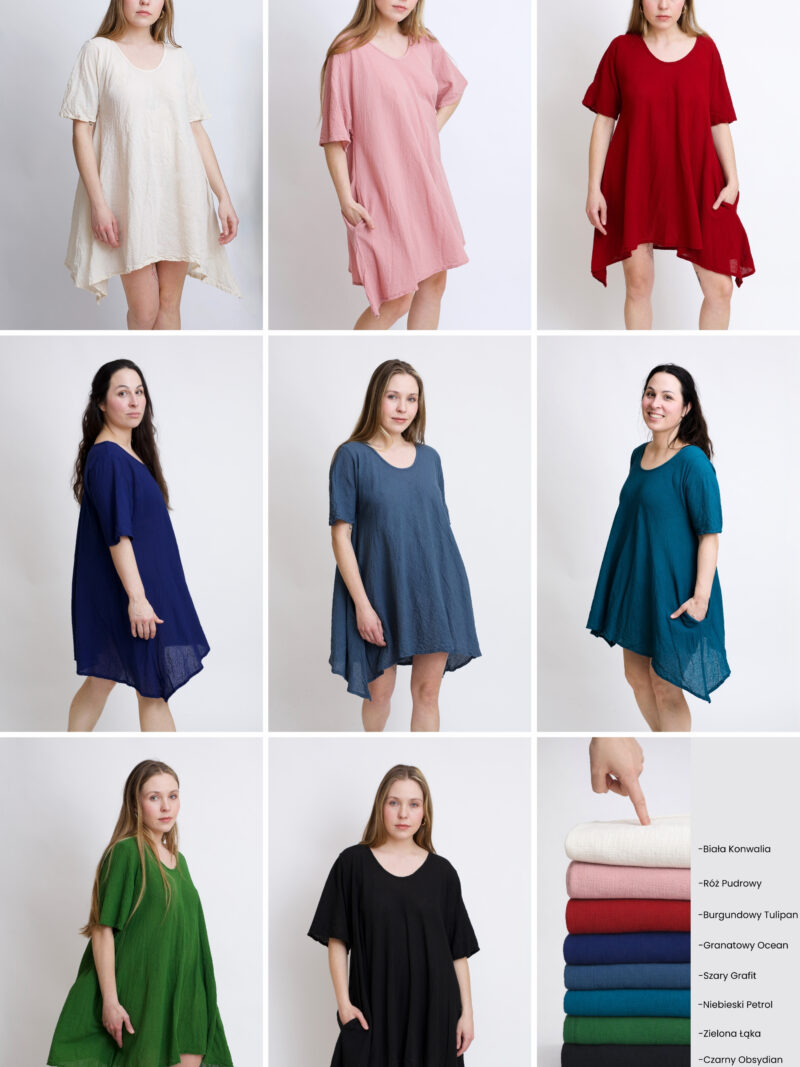 Tunika ogon oversize bawełniana - paleta kolorów