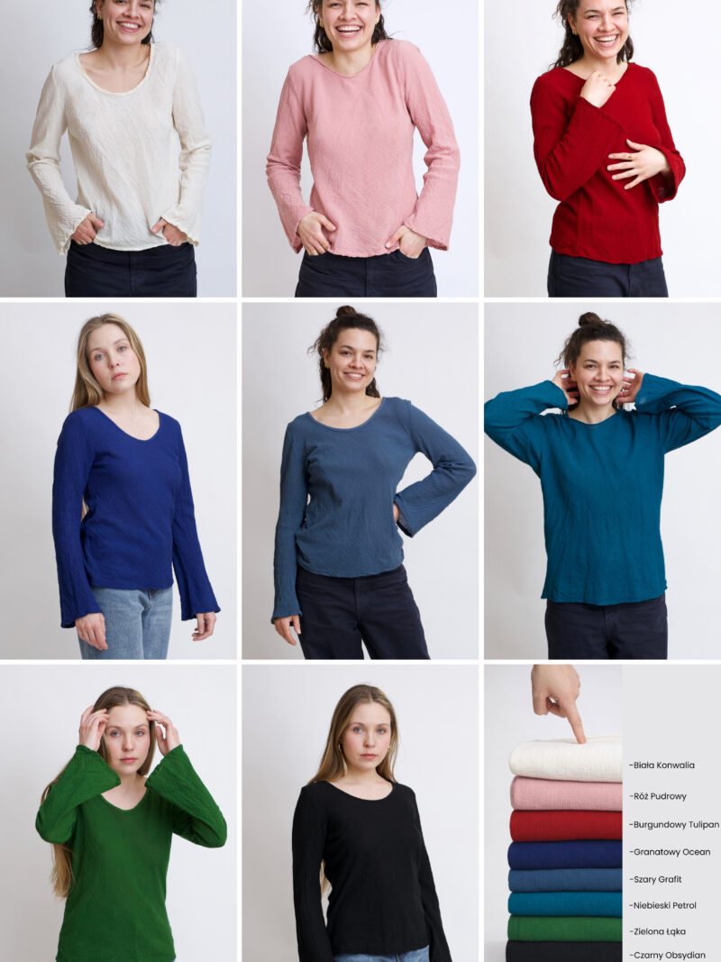 damska bluzka szeroki rękaw - kolory bawełny