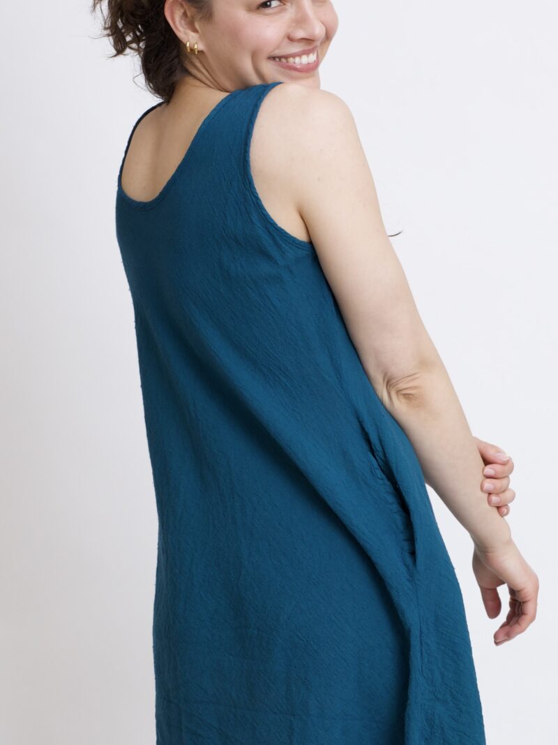 bawełniana sukienka maxi długa petrol niebieski. Czysta 100% bawełna organiczna. Odzież damska