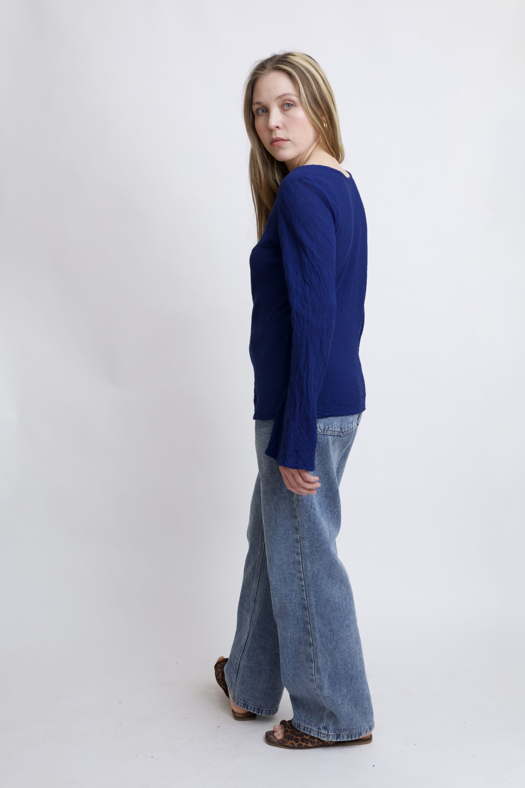 bawełniana bluzka TRĄBKA | Granatowy Ocean - obrazek 4