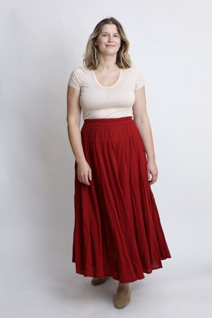 bawełniana spódnica plisowana DALIA | Burgundowy Tulipan