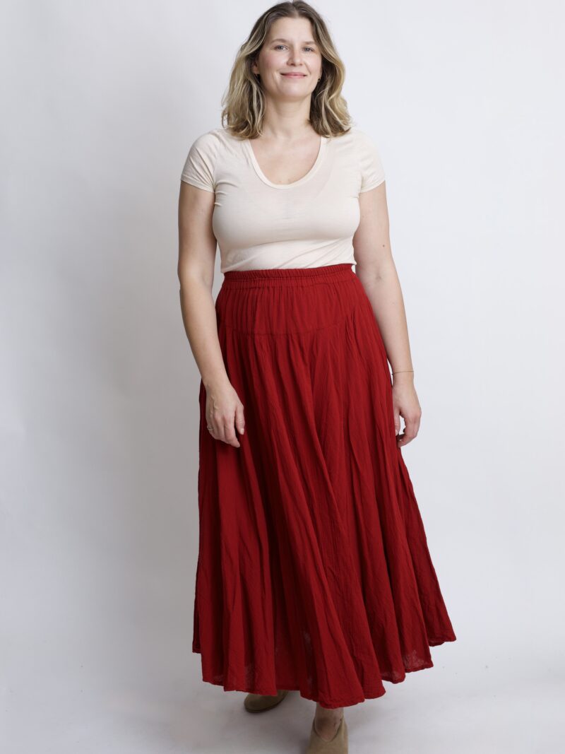 bawełniana spódnica plisowana DALIA | Burgundowy Tulipan