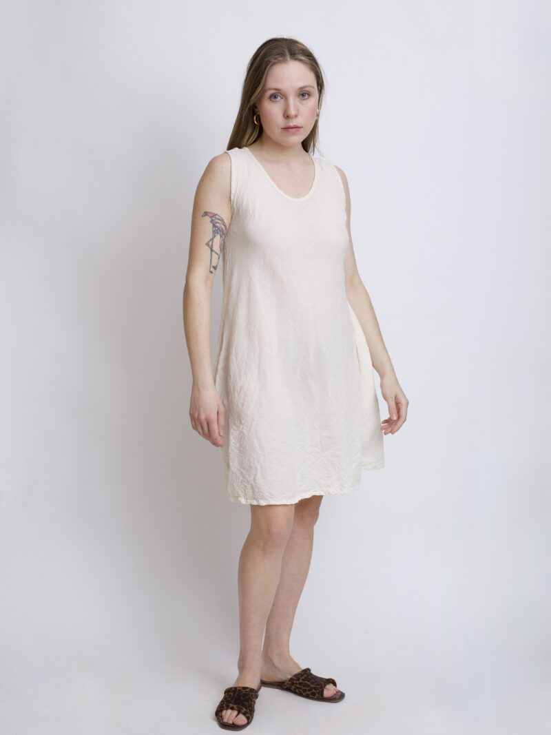 bawełniana sukienka mini na lato i na wakacje. Sukienka w kolorze naturalnej bawełny