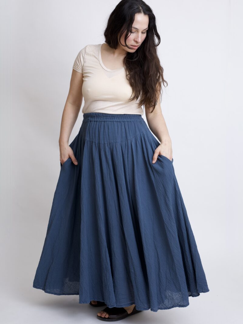 Szara - grafitowa spódnica plisowana długa z pełnego koła bawełniana