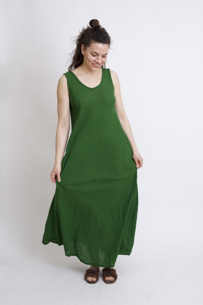 bawełniana sukienka maxi długa zielona. Czysta 100% bawełna organiczna. Odzież damska