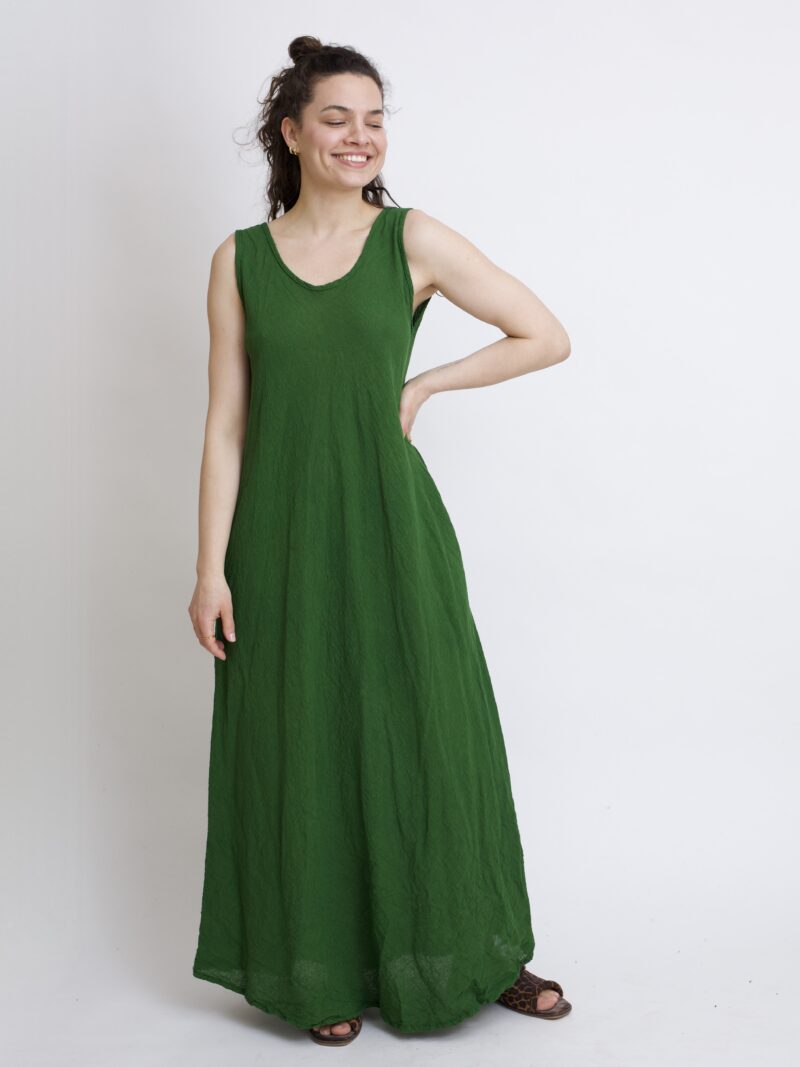 bawełniana sukienka maxi długa zielona. Czysta 100% bawełna organiczna. Odzież damska