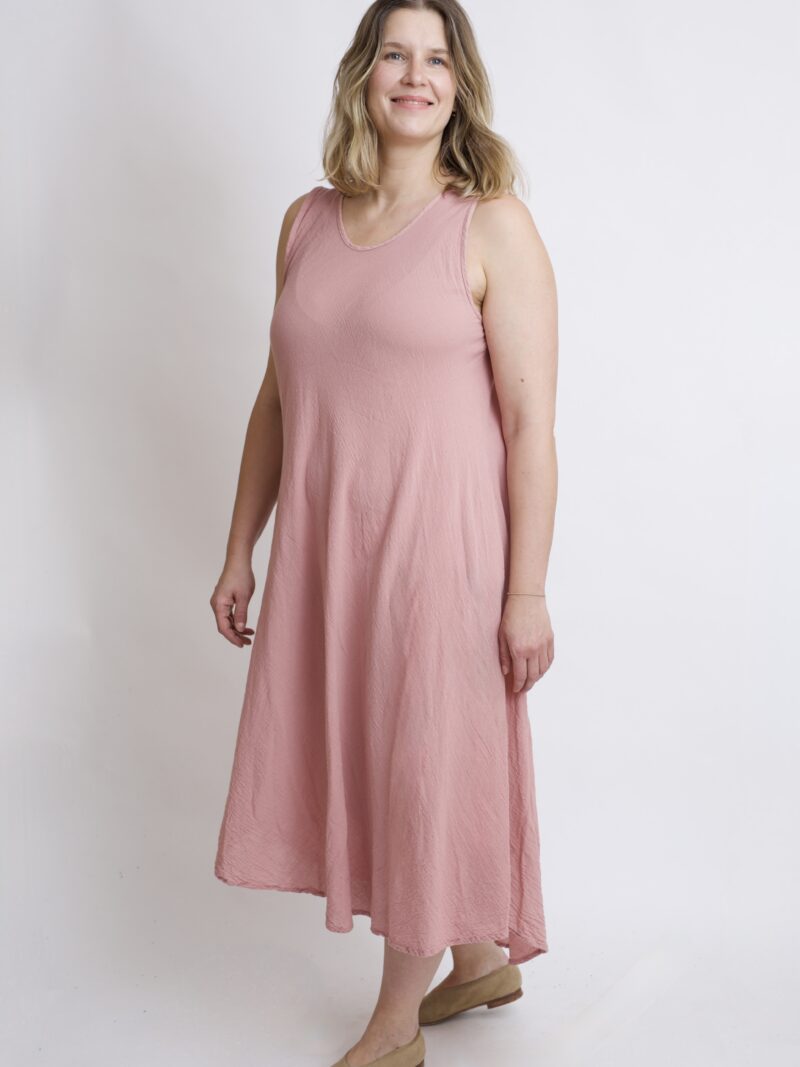 bawełniana sukienka maxi długa w kolorze róż pudrowy. Czysta 100% bawełna organiczna. Odzież damska