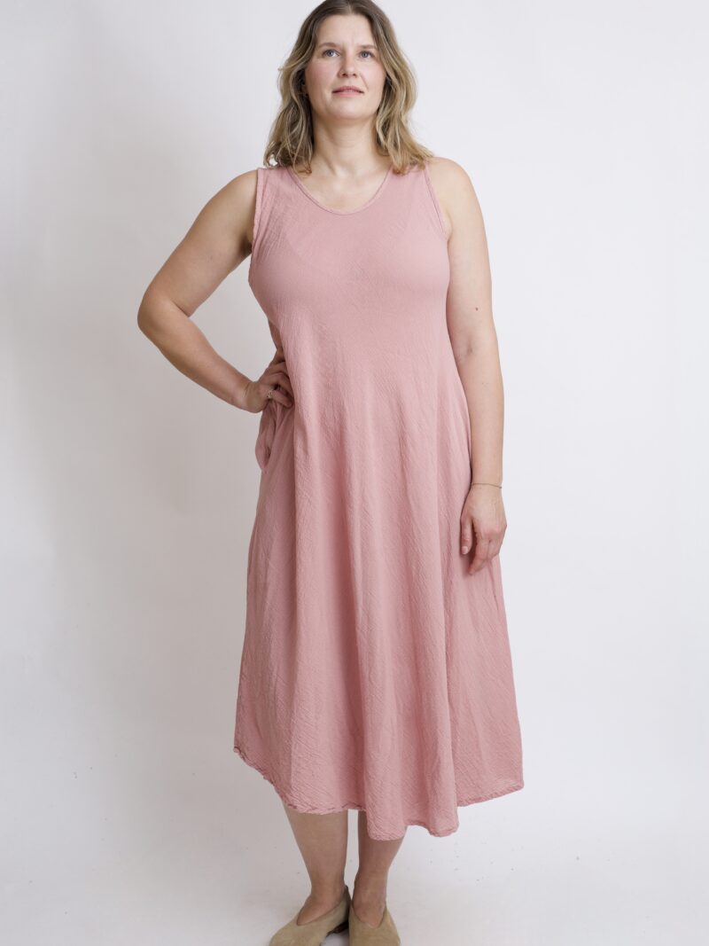 bawełniana sukienka maxi długa w kolorze róż pudrowy. Czysta 100% bawełna organiczna. Odzież damska
