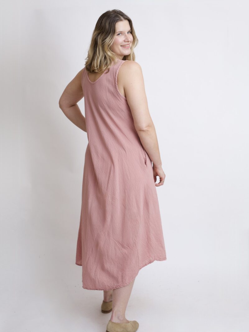 bawełniana sukienka maxi długa w kolorze róż pudrowy. Czysta 100% bawełna organiczna. Odzież damska