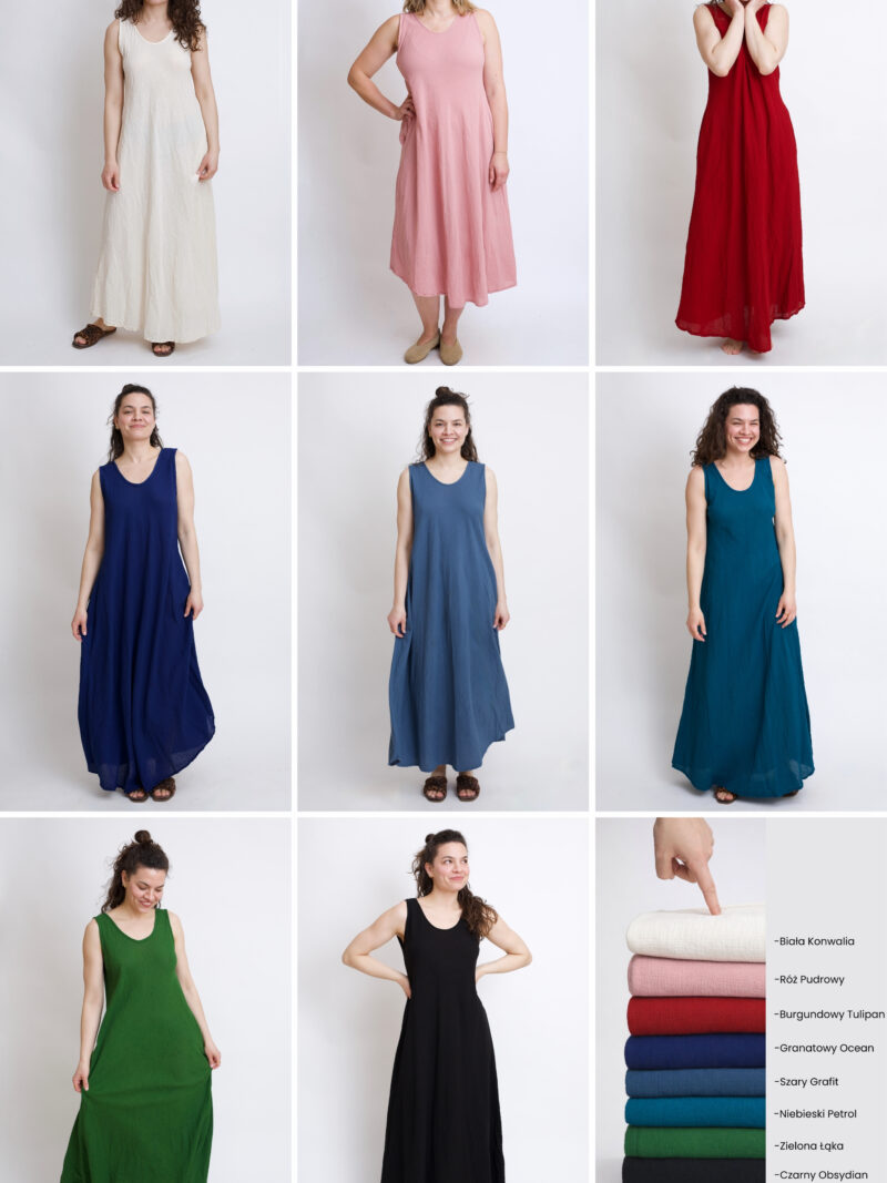 sukienki bawelniane maxi długie - paleta kolorów