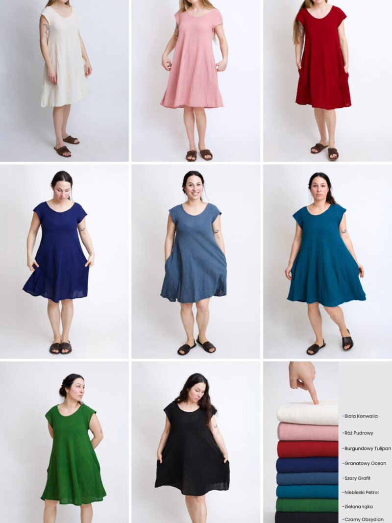 sukienki bawelniane mini - midi - paleta kolorów