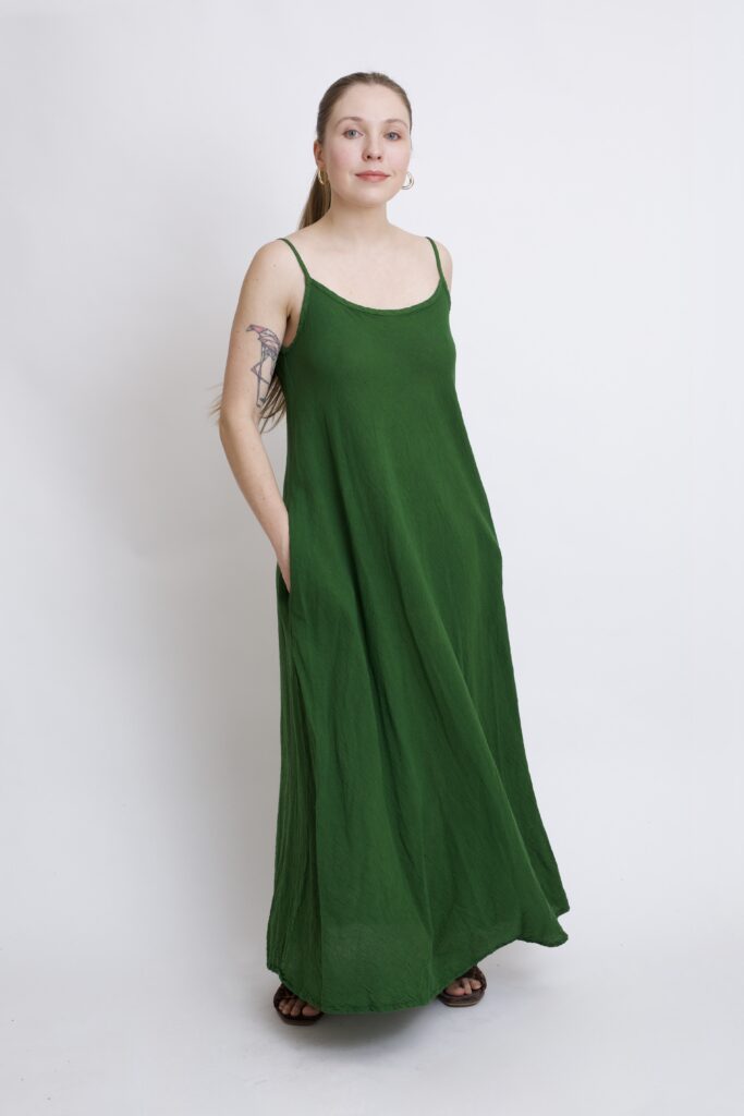 bawełniana sukienka maxi - niebieski petrol. Sukienka na ramiączkach na lato