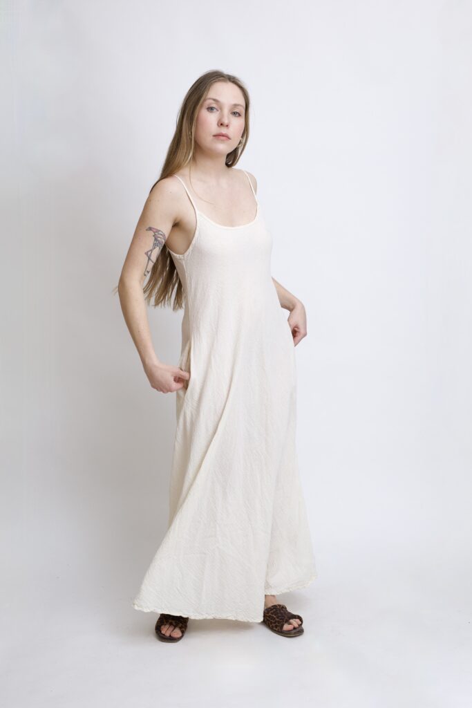 bawełniana sukienka maxi LISTEK | Biała Konwalia