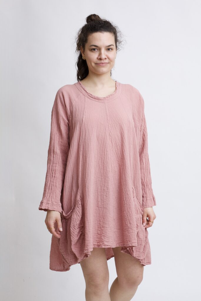 Tunika oversize różowa bawełniana. luźna tuniko sukienka