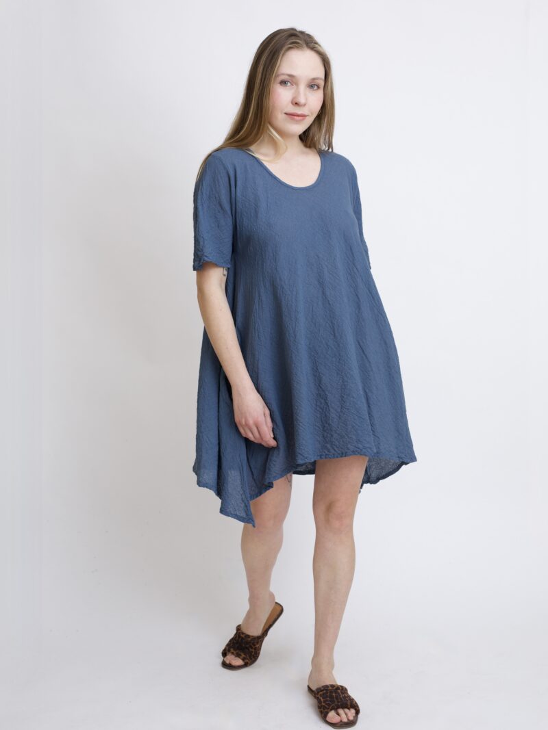 tunika damska oversize, bawełniana z długimi bokami w kolorze szarym grafitowym