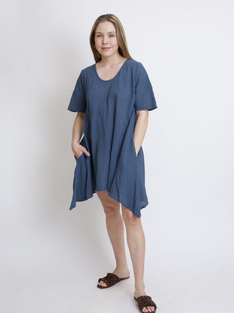 tunika damska oversize, bawełniana z długimi bokami w kolorze szarym grafitowym