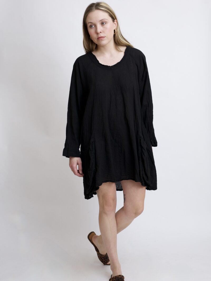 Tunika oversize niebieski petrol bawełniana. luźna tuniko sukienka z czystek bawełny