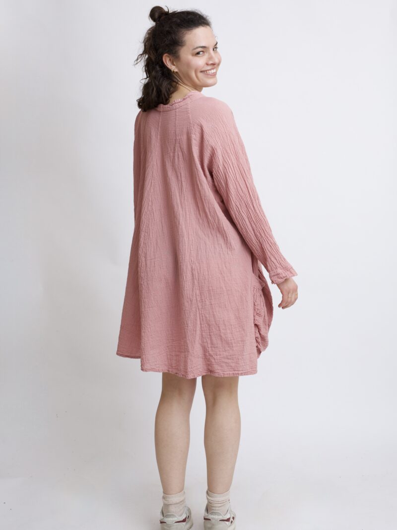 Tunika oversize różowa bawełniana. luźna tuniko sukienka