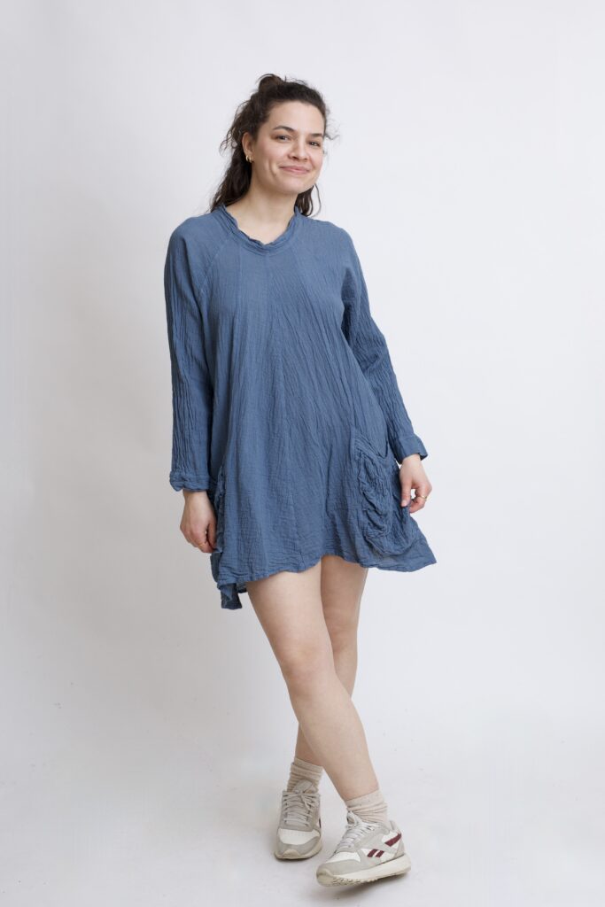 Tunika oversize szary grafit bawełniana. luźna tuniko sukienka z czystek bawełny