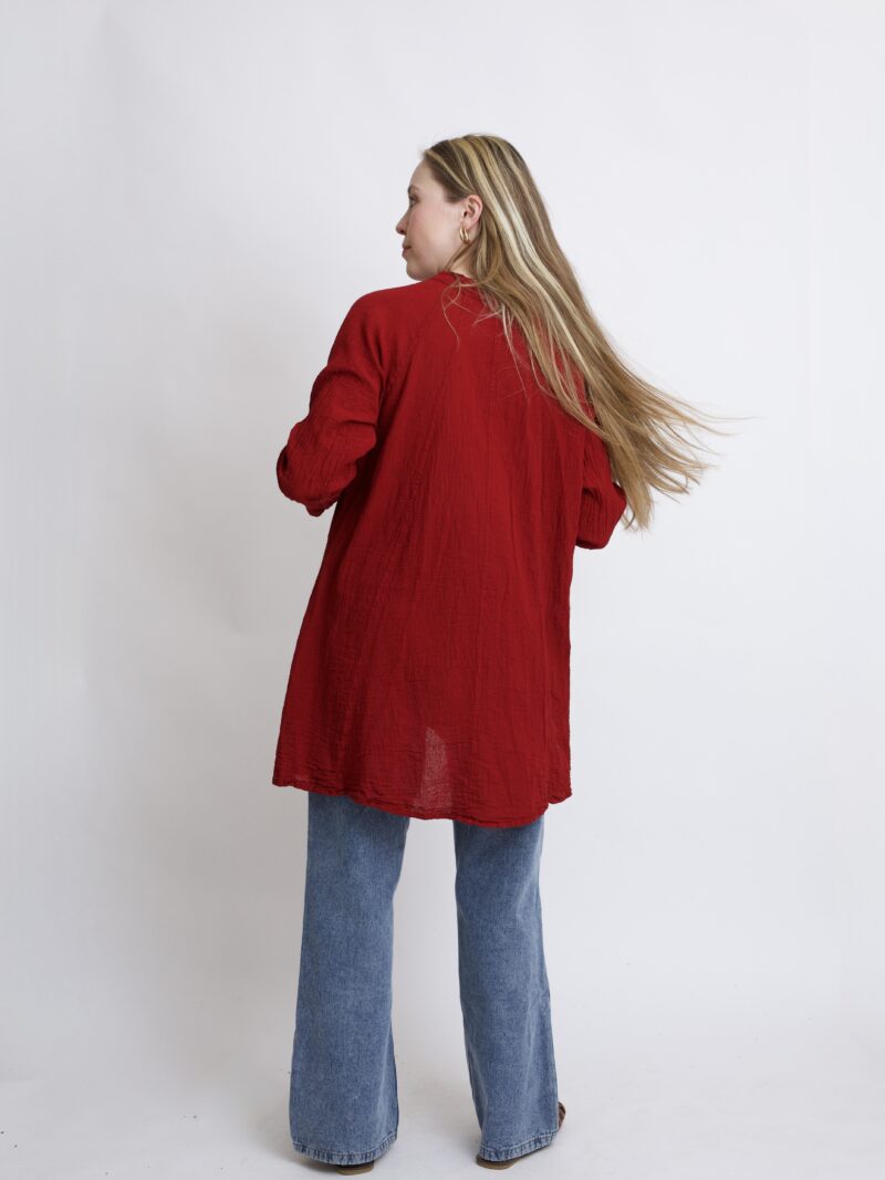 Tunika oversize burgundowa bawełniana. luźna tuniko sukienka z czystek bawełny